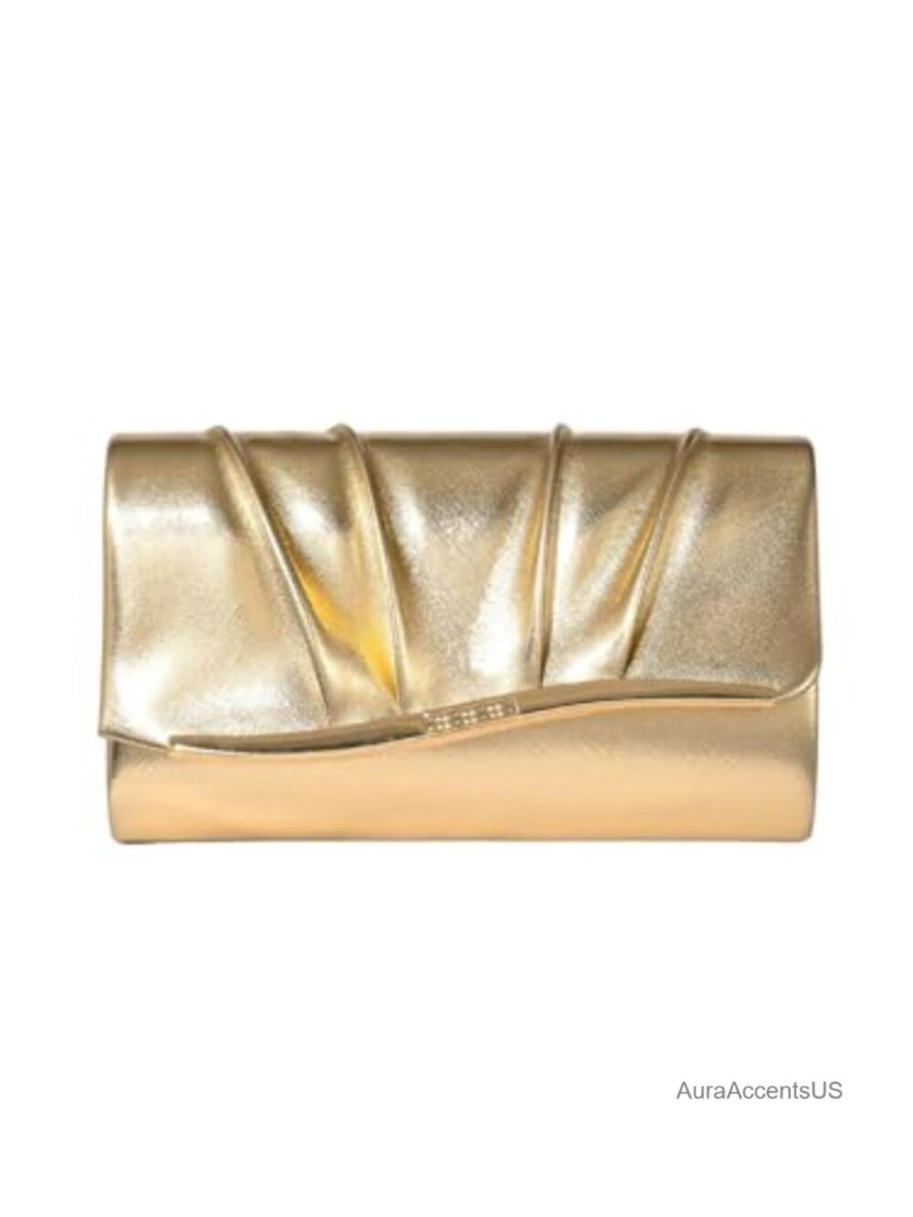 Metallic Pleated Evening Handbag Flap Magnet Envelope Clutch